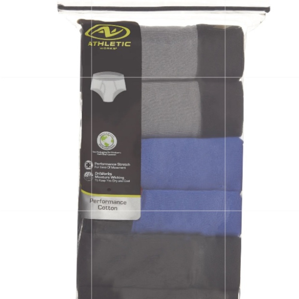 Athletic Works Men's Performance Cotton Briefs 6Pk Multi 3XL New in Package